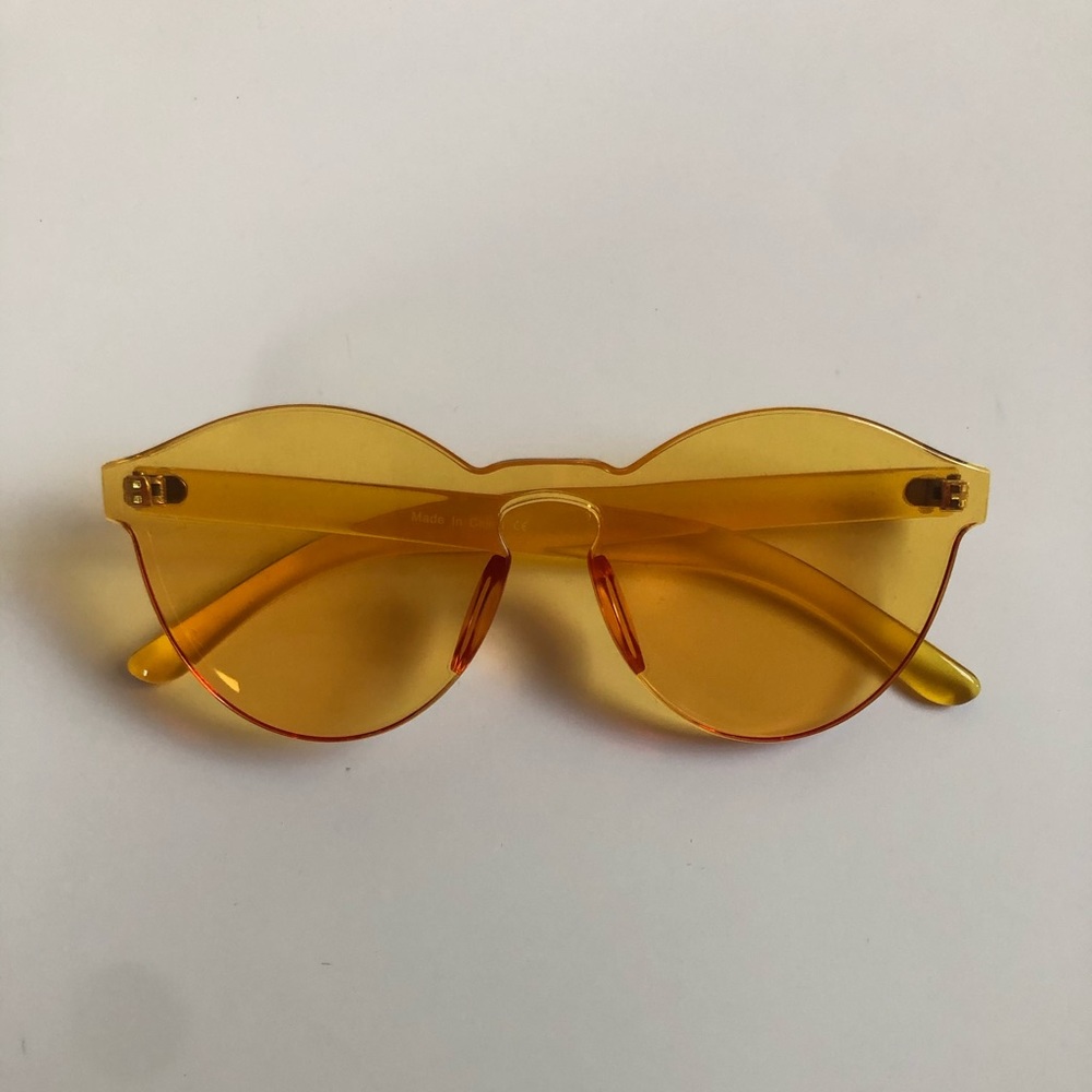 Orange One Piece Rimless Tinted Sunglasses